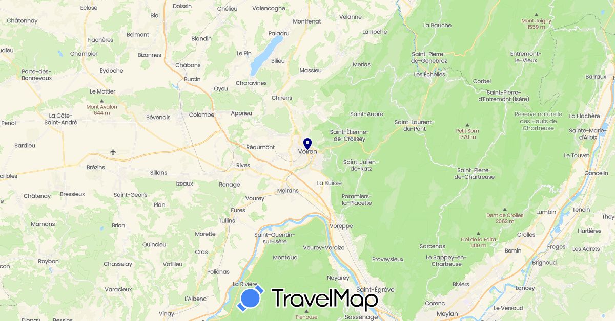 TravelMap itinerary: driving in France (Europe)